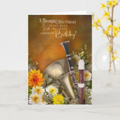 Verspäteter Geburtstag mit Klarinette Blockflöten  Karte (Gelbe Blume)