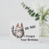 Verspäteter Geburtstag Postkarte (Stehend Vorderseite)