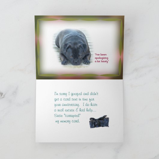 Verspäteter Jahrestag Apology2-customize Karte (Innenseite)