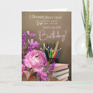 Verspäteter Tutor Geburtstag – Rosa Rosen & Studie Karte