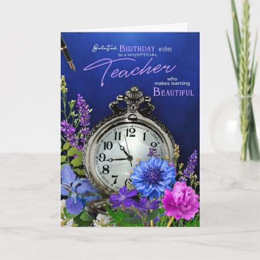 Verspätetes Lehrerbüro-Blumenthema Karte (Vorderseite)