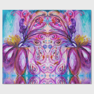 VERSPIELT SÜßE BLUMEN-FEE PINK LILA BLAUE FLÜGEL GESCHENKPAPIER