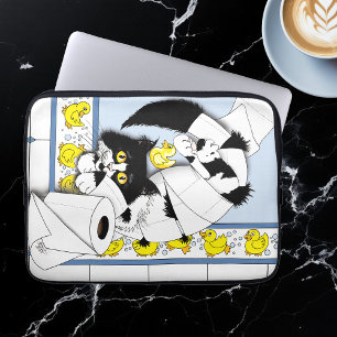 Verspielte Anzugkatze Toilettenpapier Chaos Blau G Laptopschutzhülle