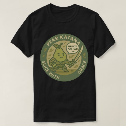 Verspielte Birnen-Samurai-Disziplin T-Shirt (Design vorne)