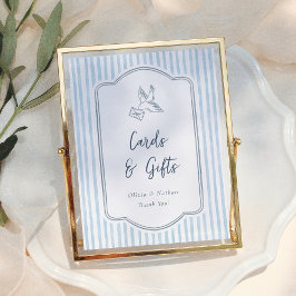 Verspielte Blau Streifen Karten & Geschenke Hochze Poster