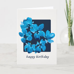 Verspielte blaue Aquarell-Blumen-Geburtstagskarte Karte