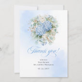 Verspielte blaue Blumen Eukalyptus Hochzeit Danke (Vorderseite)