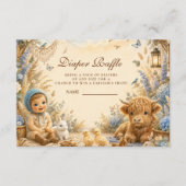 Verspielte blaue Boho-Windel-Raffle Begleitkarte (Vorderseite)