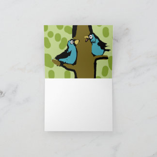 Verspielte Blaue Vögel auf Baum Grußkarte Dankeskarte
