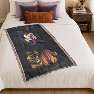 Verspielte blonde Hexe Kürbis Lila Fantasy Decke