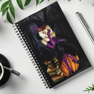 Verspielte blonde Hexe Kürbis Lila Fantasy Planer