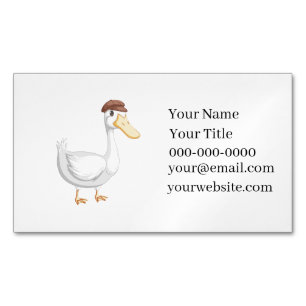 Verspielte Cartoon-Ente mit braunem Hut Magnetische Visitenkarte