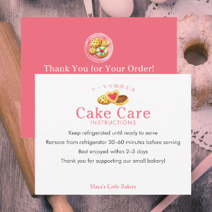 Verspielte Cookies Pink Cake Pflegehinweise Dankeskarte