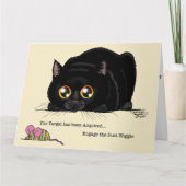 Verspielte Creme-Kitty-Po-Wackel-Schwarze Katze Karte (Vorderseite)