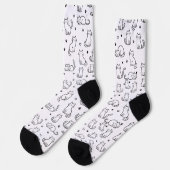 Verspielte Doodle-Katzen-Crew-Socken Socken (Linkes Detail)