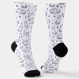 Verspielte Doodle-Katzen-Crew-Socken Socken