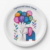 VERSPIELTE ELEFANTENBALONS PAPPTELLER (Vorderseite)