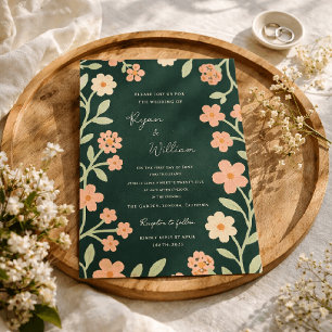 Verspielte elegante grüne florale Hochzeitsumrandu Einladung