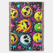 Verspielte Emoji-Explosion Decke (Vorderseite Vertikal)