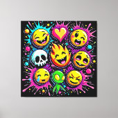 Verspielte Emoji-Explosion Leinwanddruck (Vorderseite)