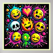 Verspielte Emoji-Explosion Poster (Vorne)