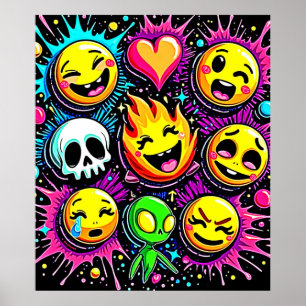 Verspielte Emoji-Explosion Poster