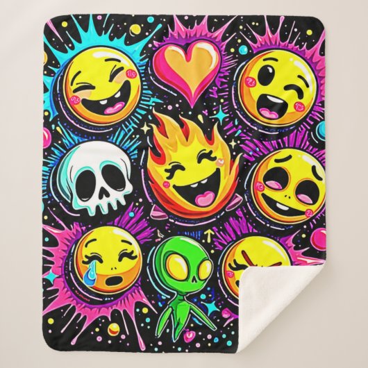 Verspielte Emoji-Explosion Sherpadecke (Vorderseite)