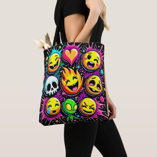 Verspielte Emoji-Explosion Tasche (Von Nahem)