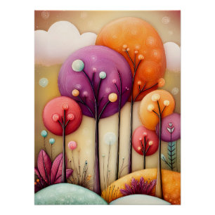 Verspielte Fantasie Landschaft Poster