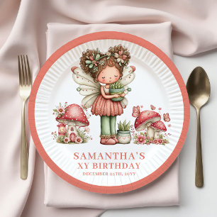 Verspielte Fee 3. Geburtstag Pastell Rosa Blumen Pappteller