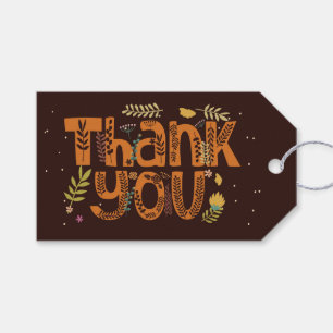 Verspielte Florale Typografie Danke I Geschenkanhänger