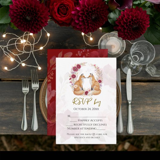 Verspielte Fox Herbsthochzeit RSVP Karte