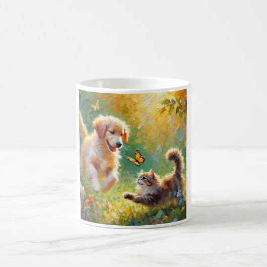 Verspielte Freunde Kaffeetasse (Mittel)