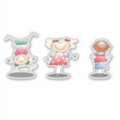 Verspielte Freunde zeichnend Aufkleber (Vorderseite)