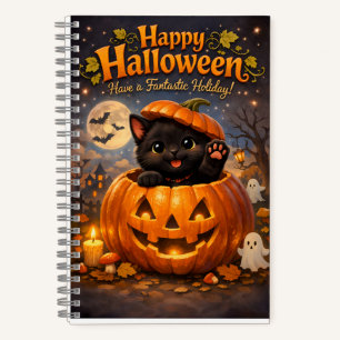 Verspielte glückliche Halloween-Spiralnotiz Notizblock
