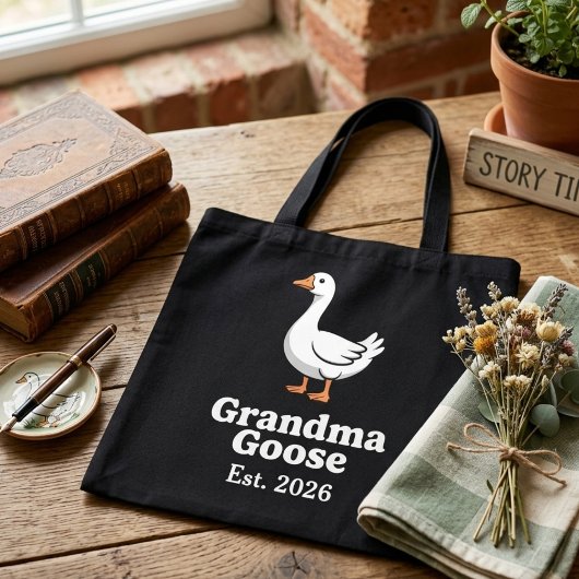 Verspielte Großmutter Gans Est Jahr Niedliche Gans Tasche