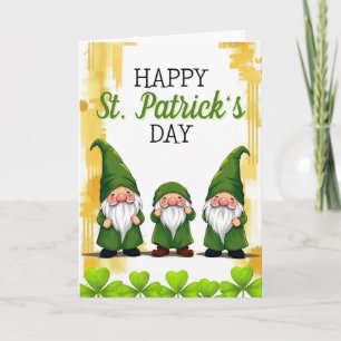 Verspielte grüne Gnome Shamrocks St. Patrick's Day Karte