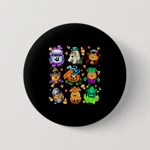 Verspielte Halloween-Snack-Eimer-Kunst für Foodies Button
