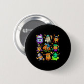Verspielte Halloween-Snack-Eimer-Kunst für Foodies Button (Vorne & Hinten)