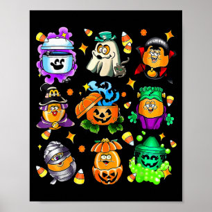 Verspielte Halloween-Snack-Eimer-Kunst für Foodies Poster