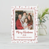 Verspielte handgezeichnete Doodle Rot Feiertagskarte (Stehend Vorderseite)