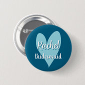 Verspielte Herz Brautjungfern Namensbuttons Button (Vorne & Hinten)