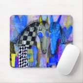 Verspielte Herzen und Schachbrett-Pferde Mousepad (Mit Mouse)