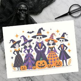 Verspielte Hexen und Skelettons Halloween Seidenpapier