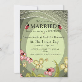 Verspielte Hochzeit von Grün und Lady-Vogel Einladung