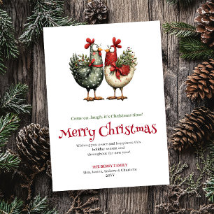 Verspielte Hühner Weihnachtliche Grüße Karte