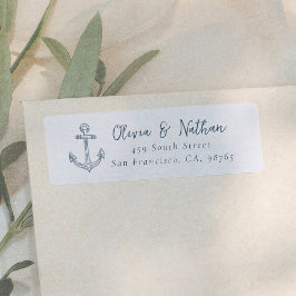 Verspielte Kalligrafie Blaue Hochzeit Rücksendeadr