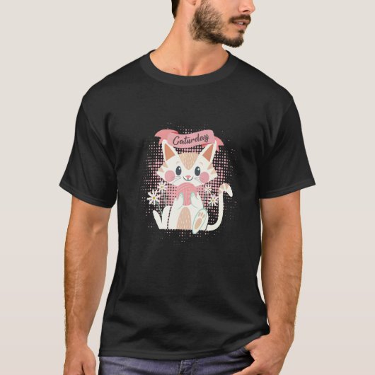 verspielte Katze Caturday T-Shirt (Vorderseite)