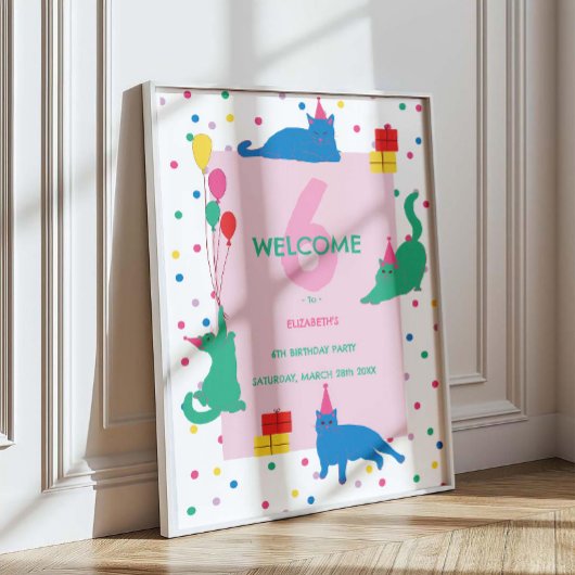 Verspielte Katzen - Geburtstagsfeier Willkommen Poster