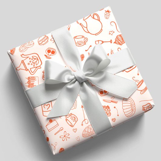 Verspielte Kritzel-Style-Teeparty Geschenkpapier